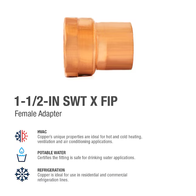 Streamline 1-1/2-in Copper Female Adapter