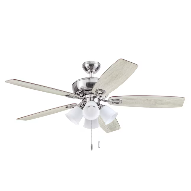 Harbor Breeze Notus 52-in Brushed Nickel Indoor Downrod or Flush Mount Ceiling Fan with Light (5-Blade)