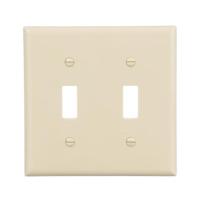 Eaton 2-Gang Standard Size Ivory Plastic Indoor Toggle Wall Plate