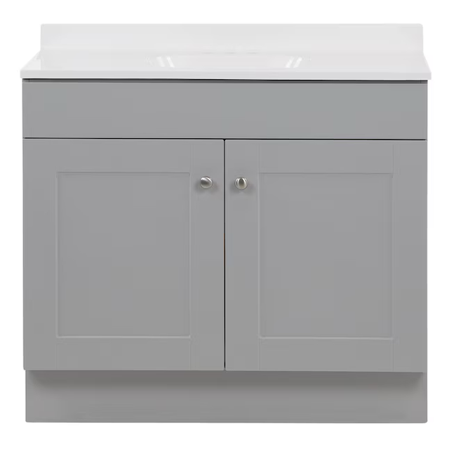 Project Source 36-in Gray Single Sink Bathroom Vanity with White Cultured Marble Top