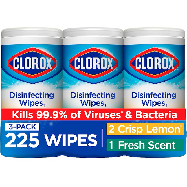 Clorox 225-Count Crisp Lemon and Fresh Scent Disinfectant Wipes All-Purpose Cleaner (3-Pack)