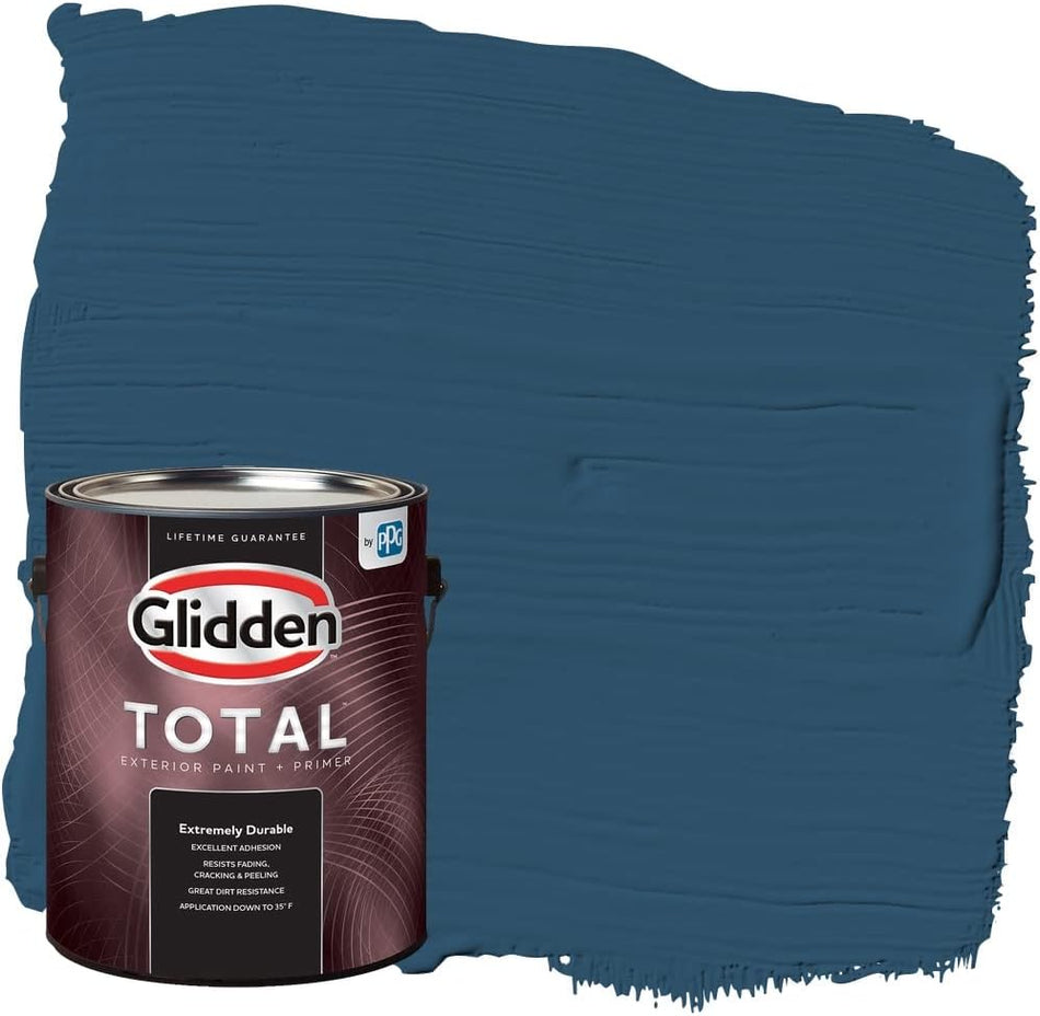 Pintura e imprimador para exteriores Glidden Total, semibrillante, azul lava