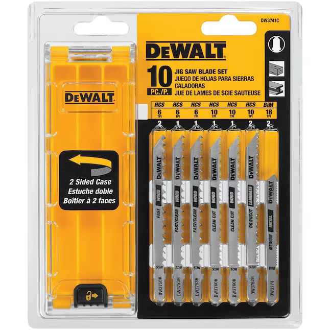 Juego de cuchillas bimetálicas con vástago en T DEWALT de 1-3/4 pulgadas (paquete de 10)