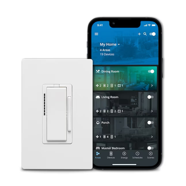 Eaton Wi-Fi Smart Einpoliger/3-Wege Smart mit LED Decorator Master Dimmer, Weiß/Helle Mandel/Elfenbein