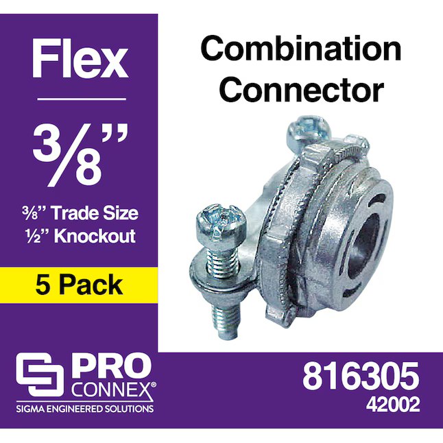 Sigma ProConnex 3/8-in Flexible Die Cast Zinc Combination Connector Conduit Fittings (5-Pack)