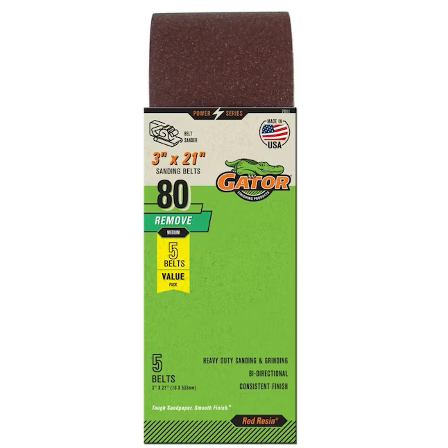 Gator 5-Piece Aluminum Oxide 80-Grit Belt Sandpaper