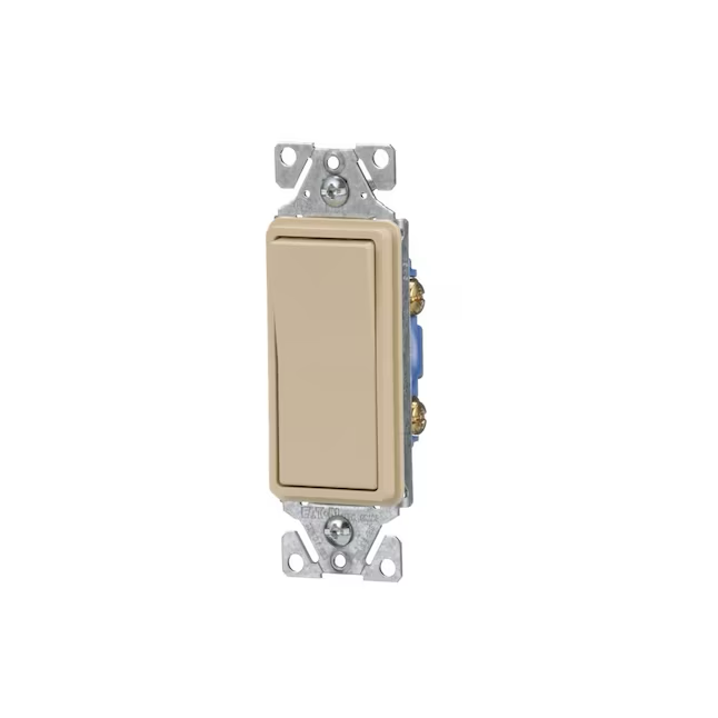 Eaton 15-Amp Single-Pole Rocker Light Switch, Light Almond