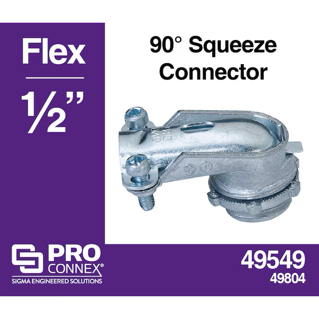 Conector de compresión de zinc fundido a presión flexible de 90 grados y 1/2 pulg. de Sigma ProConnex