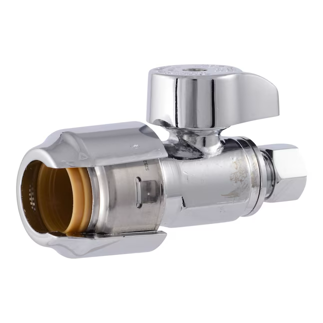 SharkBite 1/2-in Push-to-connect x 1/4-in Compression Brass Quarter Turn Stop Straight Valve