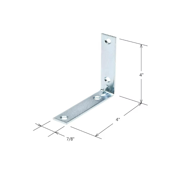 RELIABILT Soporte de esquina de acero zincado de calibre 4 x 0,875 x 4 pulgadas (paquete de 4)