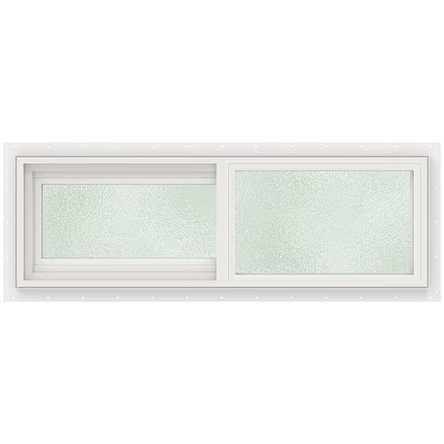 JELD-WEN V-2500 Jamba de 35-1/2 x 11-1/2 x 3 pulgadas Ventana corrediza blanca de vinilo operable a la izquierda Pantalla completa incluida