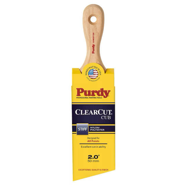 Purdy Clearcut Brocha de pintura en ángulo de mezcla de nailon y poliéster reutilizable de 2 pulgadas (brocha de uso general)