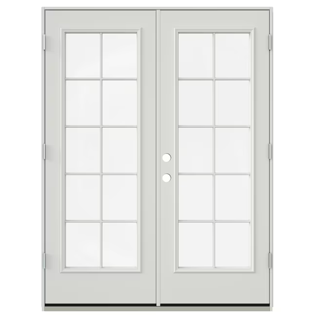 JELD-WEN 60-in x 80-in Low-e External Grilles Primed Steel French Left-Hand Inswing Double Patio Door