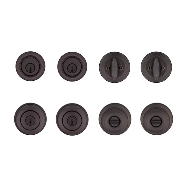 Kwikset Security Cove Venetian Bronze Smartkey Außen-Einzylinder-Riegelschloss, kombinierter Türknauf, Contractor Pack mit antimikrobieller Technologie (2er-Pack)