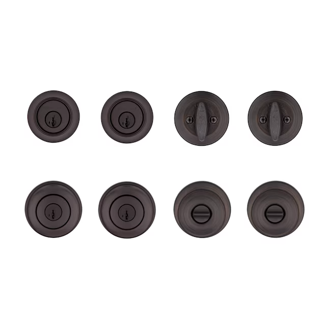 Kwikset Security Cove Venetian Bronze Smartkey Außen-Einzylinder-Riegelschloss, kombinierter Türknauf, Contractor Pack mit antimikrobieller Technologie (2er-Pack)