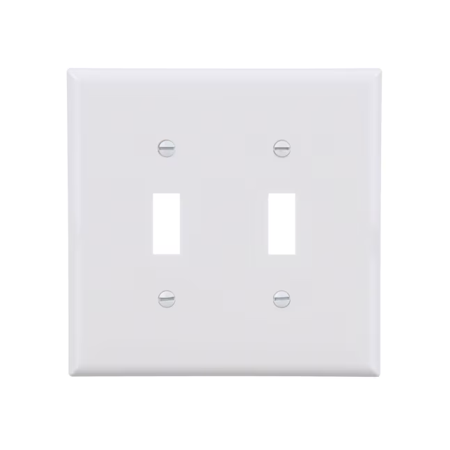 Eaton 2-Gang Midsize White Polycarbonate Indoor Toggle Wall Plate