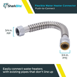 SharkBite 12-in 3/4-in Push-to-Connect Inlet x 3/4-in FIP Outlet Corrugated Stainless Steel Water Heater Connector