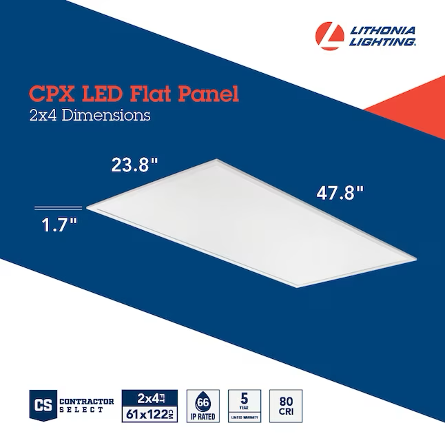 Lithonia Lighting Panel de luz LED blanco frío de 4 pies x 2 pies