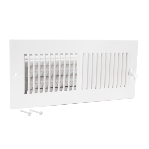 EZ-FLO Registro de pared/techo de acero de 2 vías, 12 pulg. x 4 pulg. (tamaño de conducto), blanco