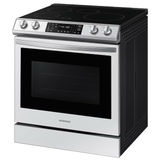 Samsung Bespoke Rapid Heat Induction 30 pulgadas 4 quemadores 6.3 pies cúbicos Auto y limpieza a vapor Horno de convección para freír con aire Estufa de inducción inteligente deslizable (vidrio blanco)