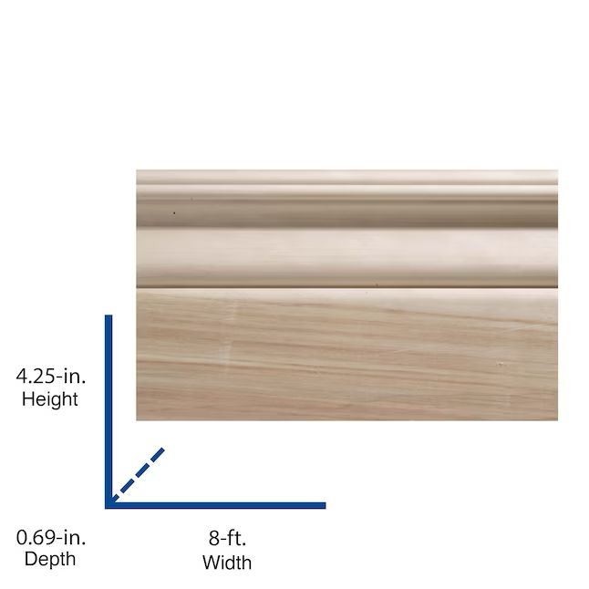 Ornamental Mouldings 9/16-in x 4-1/4-in x 8-ft Colonial Unfinished White Hardwood Oml24 Baseboard Moulding