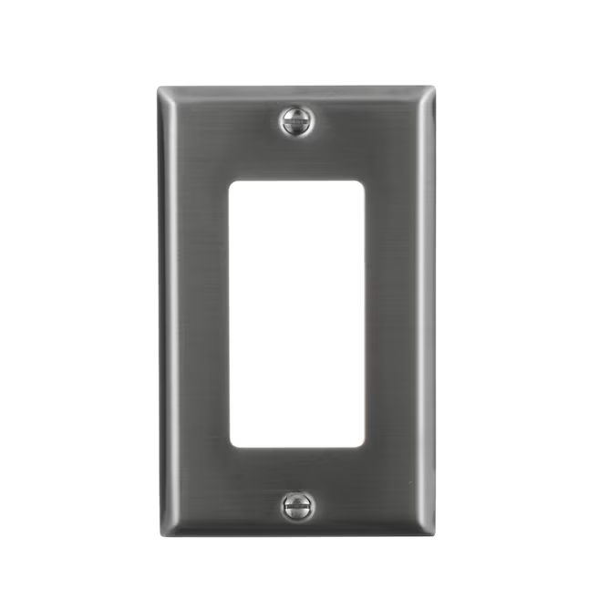 Eaton 1-Gang Standard Size Stainless Steel Stainless Steel Indoor Decorator Wall Plate