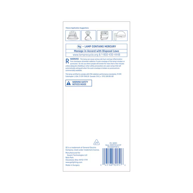 GE 175-Watt EQ ED28 Cool White Mogul Base (e-39) Metal Halide Light Bulb