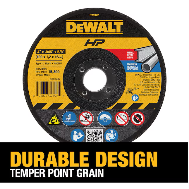 DEWALT 5-Pack 4-in Aluminum Oxide Grinding Wheel