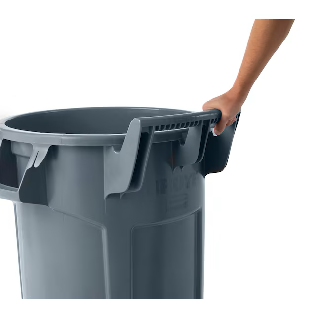 Rubbermaid Commercial Products BRUTE 44-Gallonen grauer Mülleimer aus Kunststoff mit Rädern für den Außenbereich