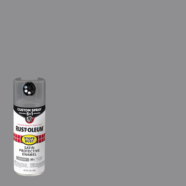 Pintura en aerosol gris costero satinado Stops Rust 5 en 1 de Rust-Oleum (peso neto: 12 oz)