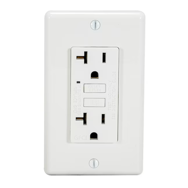 EZ-FLO 20-Amp 125-Volt Recessed GFCI Residential Duplex Outlet with Wall Plate, White