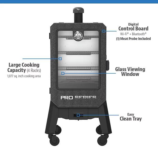 Pit Boss Pro Series 1077-Sq in schwarzem Sandpellet-Smoker