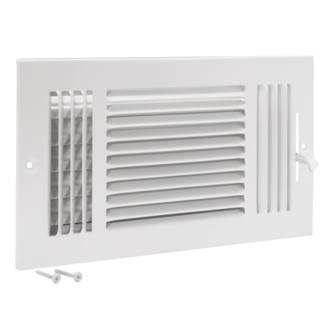 EZ-FLO Registro de pared/techo de acero de 3 vías, 12 pulg. x 6 pulg. (tamaño de conducto), blanco