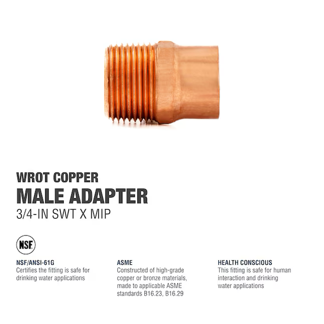 SABER SELECT 3/4-in SWT x 3/4-in MIP Copper Male Adapter