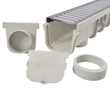 NDS 5 in. Pro Channel Drains and Grates 40-in L x 5-in W x dia Drain (Light Gray/Galvanized Steel)