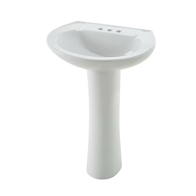 Project Source White Vitreous China Traditional Pedestal Sink Combo (22.64-in x 18.125-in x 33.6875-in)