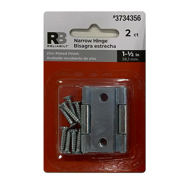 Bisagra para puerta interior/exterior de embutir plateada RELIABILT de 1-1/2 pulg. de alto (paquete de 2)