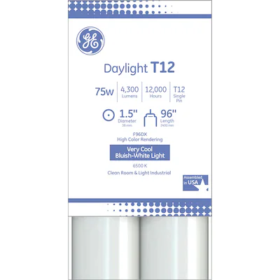 GE 75-Watt EQ T12 Daylight Single Pin (T12) Fluorescent Light Bulb (2-Pack)