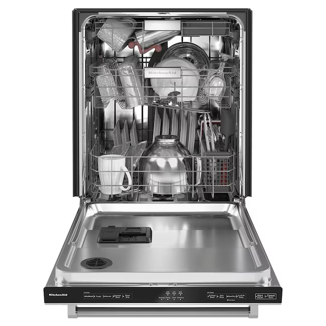 KitchenAid FREEFLEX con control superior de tercer estante Tercer estante para lavavajillas empotrado de 24 pulgadas (acero inoxidable con acabado Printshield), 44 dBA