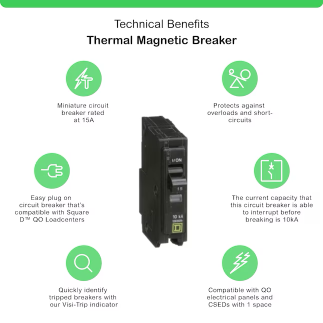 Square D QO 15-amp 1-Pole Standard Trip Circuit Breaker