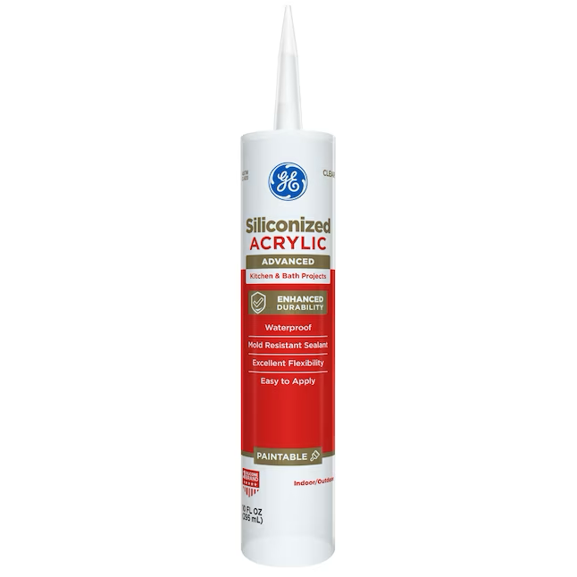 GE Advanced Siliconized Acrylic Kitchen and Bath 10.1-oz Clear Paintable Latex Caulk