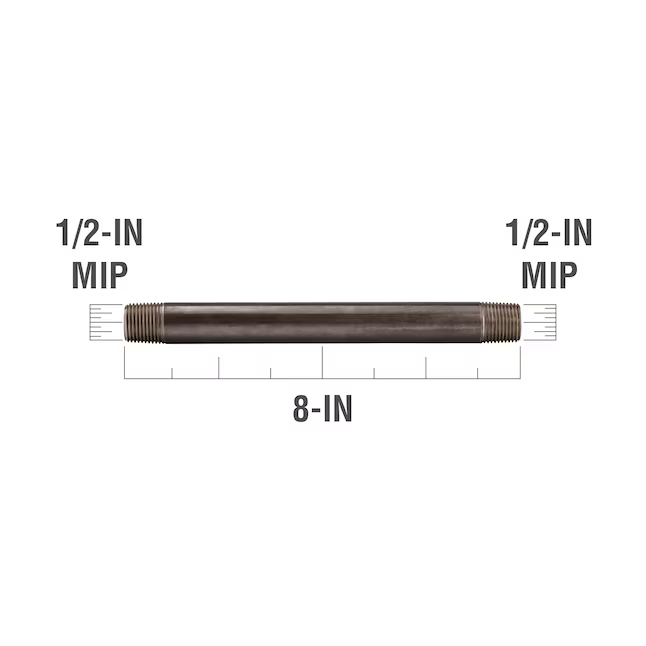 Boquilla negra RELIABILT de 1/2 x 8 pulgadas