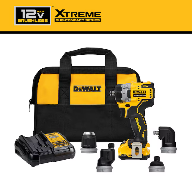 DEWALT XTREME 5-in-1 12-Volt Max 3/8-Zoll bürstenloser Akku-Bohrer (1 Akku enthalten, Ladegerät enthalten und weiche Tasche enthalten)