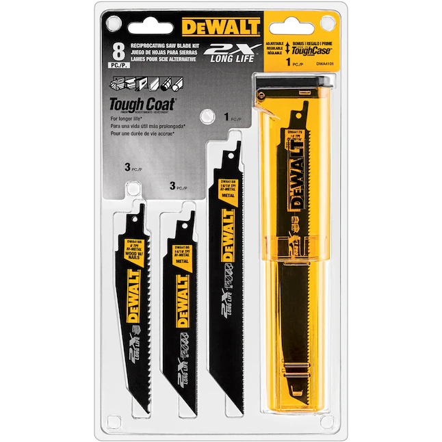 DeWalt 2X Bi-metal-TPI Hoja de sierra recíproca de demolición para corte de madera/metal (paquete de 8)