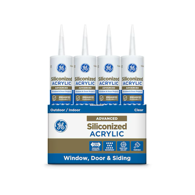 GE Advanced Siliconized Acrylic Windows, Doors, Ext 10.1-oz Clear Paintable Latex Caulk