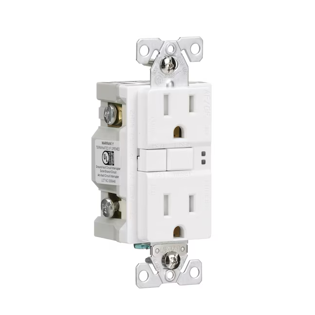 Eaton 15-Amp 125-volt Tamper Resistant AFCI GFCI Residential/Commercial Decorator Outlet, White