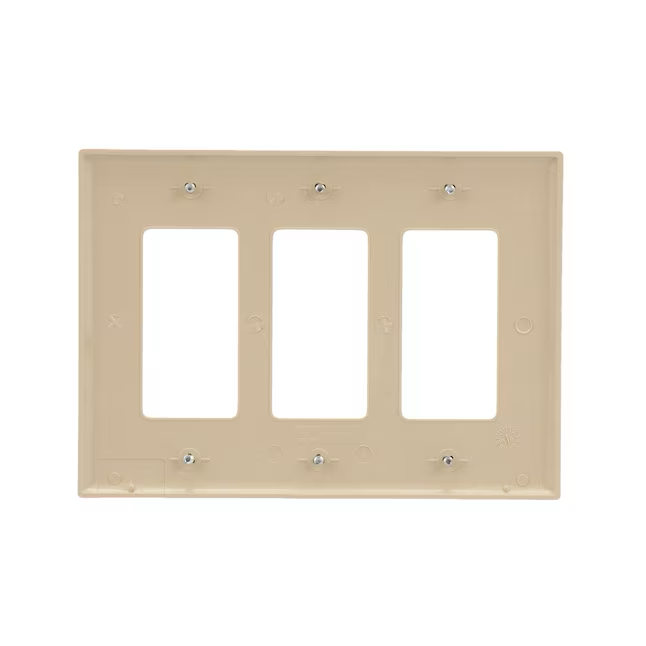 Eaton 3-Gang Midsize Ivory Polycarbonate Indoor Decorator Wall Plate