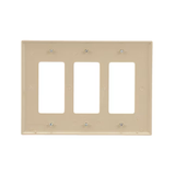 Eaton 3-Gang Midsize Ivory Polycarbonate Indoor Decorator Wall Plate