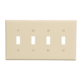 Eaton 4-Gang Midsize Ivory Polycarbonate Indoor Toggle Wall Plate