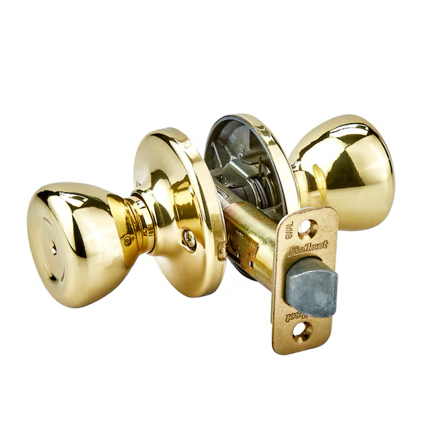 Kwikset Security Tylo - Pomo para puerta de privacidad de cama/baño de latón pulido